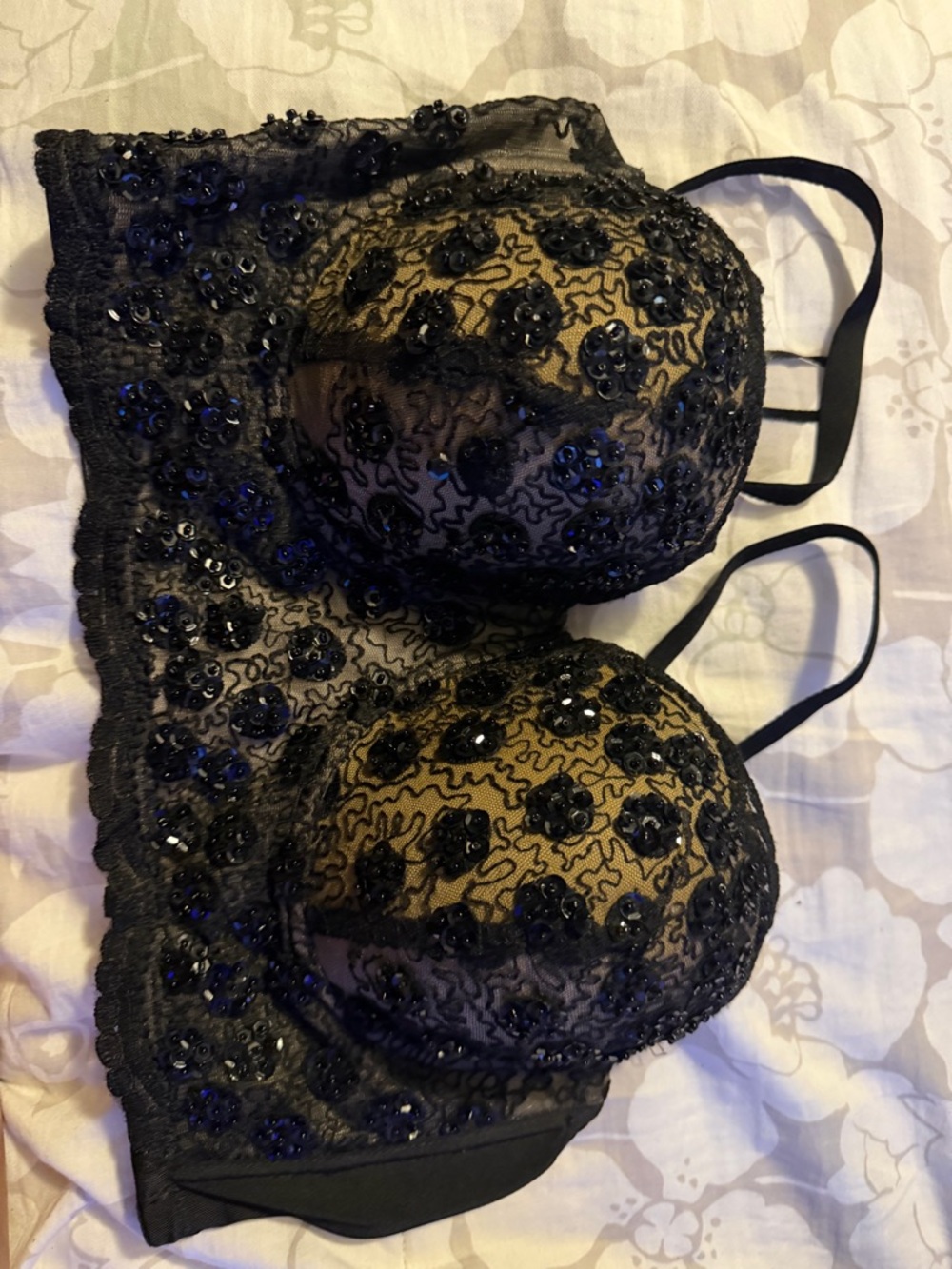 Black Embellished Lace Balconette Bra - Women Intimates & Sleepwear